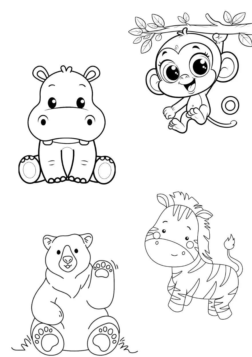 Bộ Tranh Tô Màu Cho Bé, Chủ Đề Động Vật Trên Cạn (Terrestrial Animals), Phù Hợp Cho Bé Từ 2 Tuổi, Tải Miễn Phí - KaiKiddy