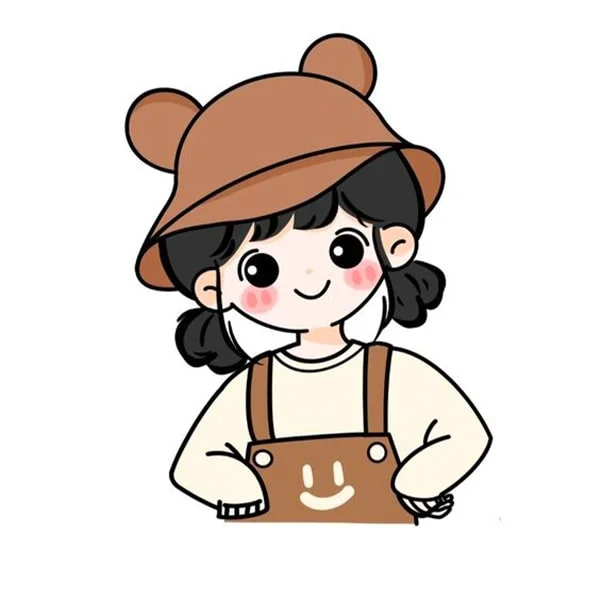Cô bé chibi đội mũ tai gấu mặc yếm nâu